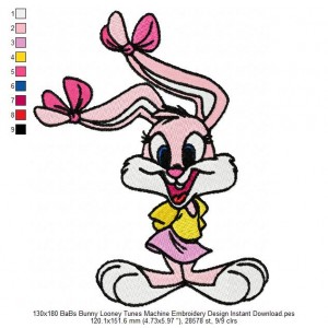 130x180 BaBs Bunny Looney Tunes Machine Embroidery Design Instant Download